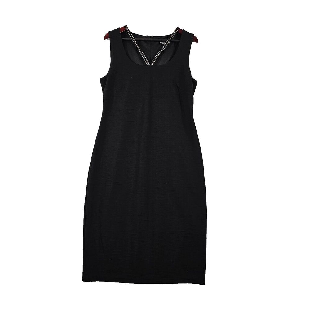 Connected Apparel Women Sheath Dress Sleeveless Embellished Cutout Black Size 12